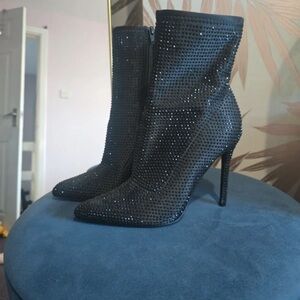Boots Glittering Black Heeled Boots